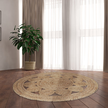Nature's Mandala Rug, 3ft - Beige Blossom