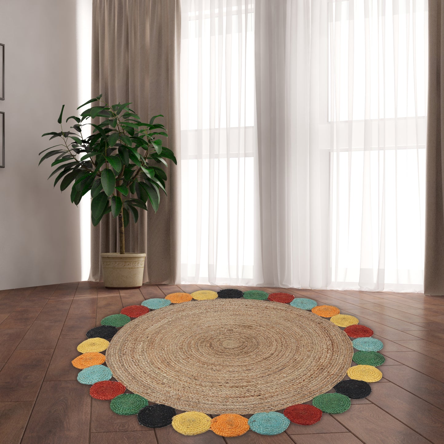Fiesta Halo Rug, 5ft - Colorful Radiance