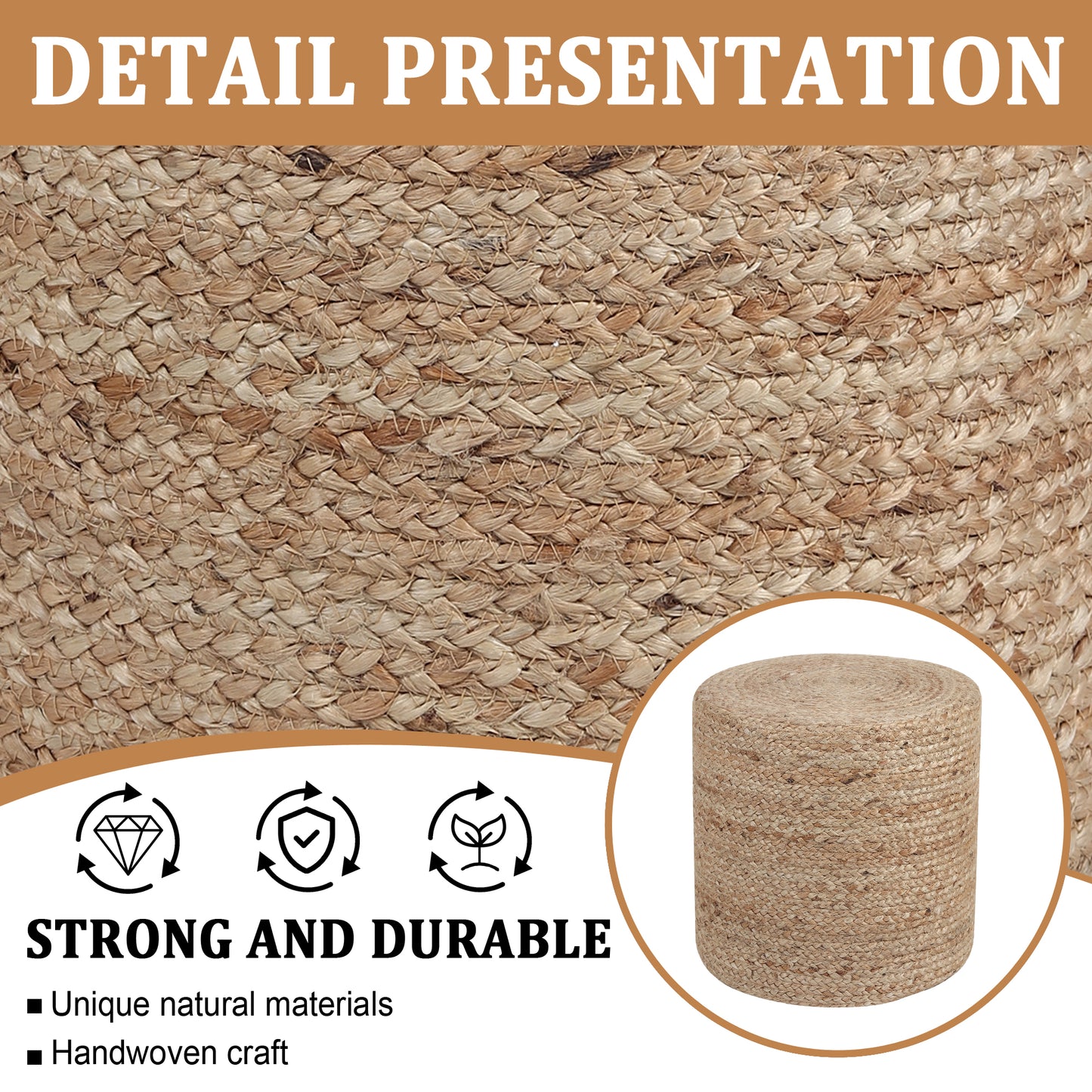 Sandstone Solace Pouf, 16"x16"