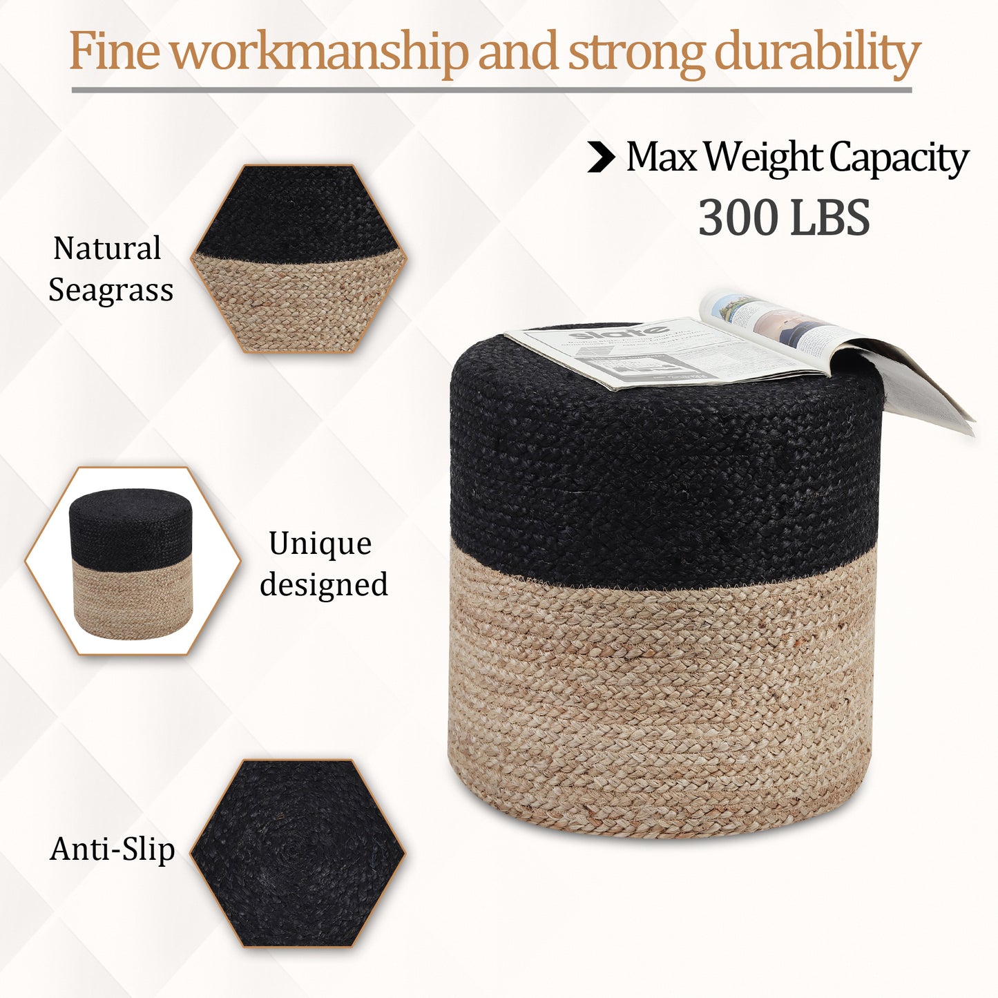 Nightfall Nuance Pouf, 16”x16”