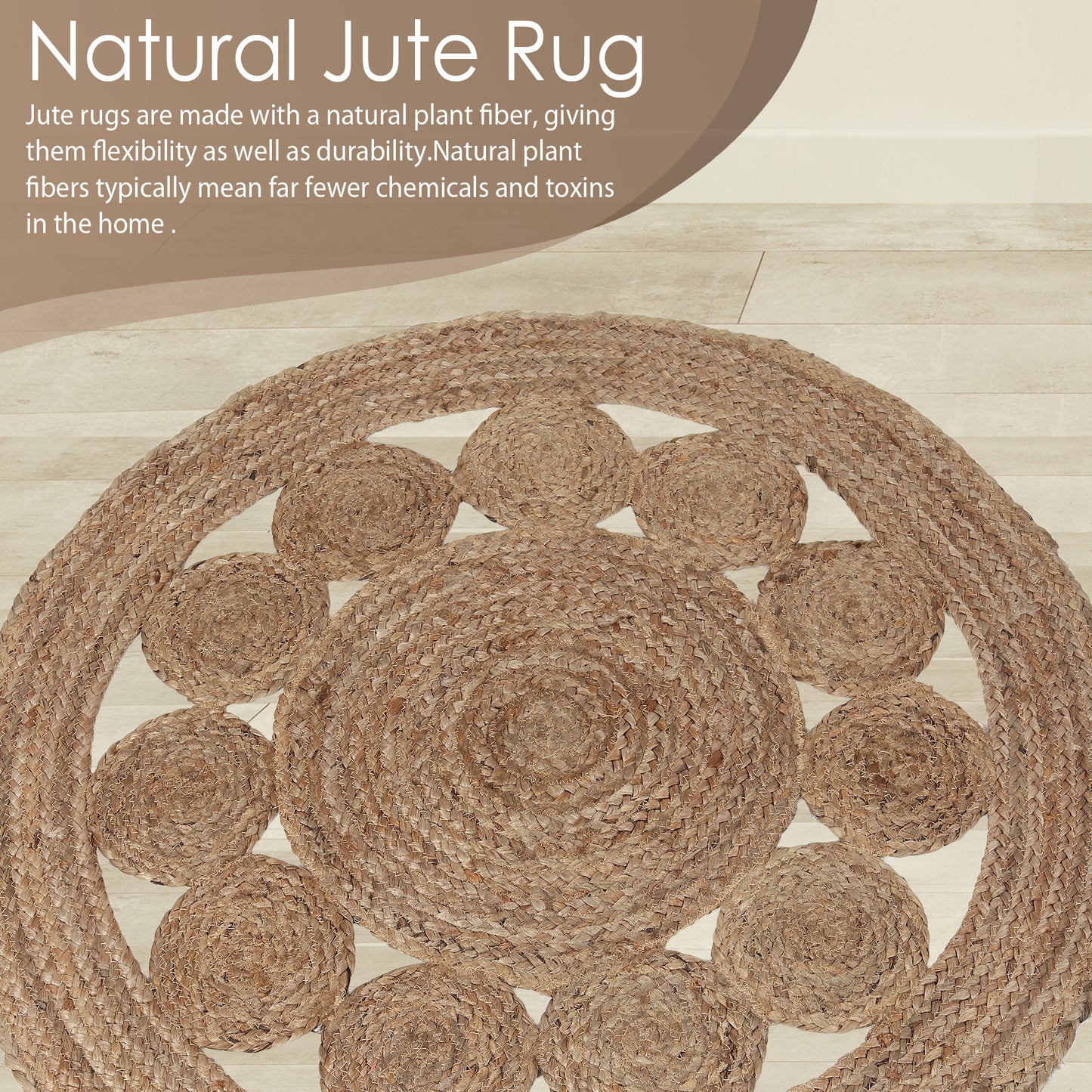 Nature's Mandala Rug, 3ft - Beige Blossom