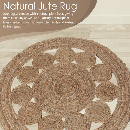 Nature's Mandala Rug, 3ft - Beige Blossom